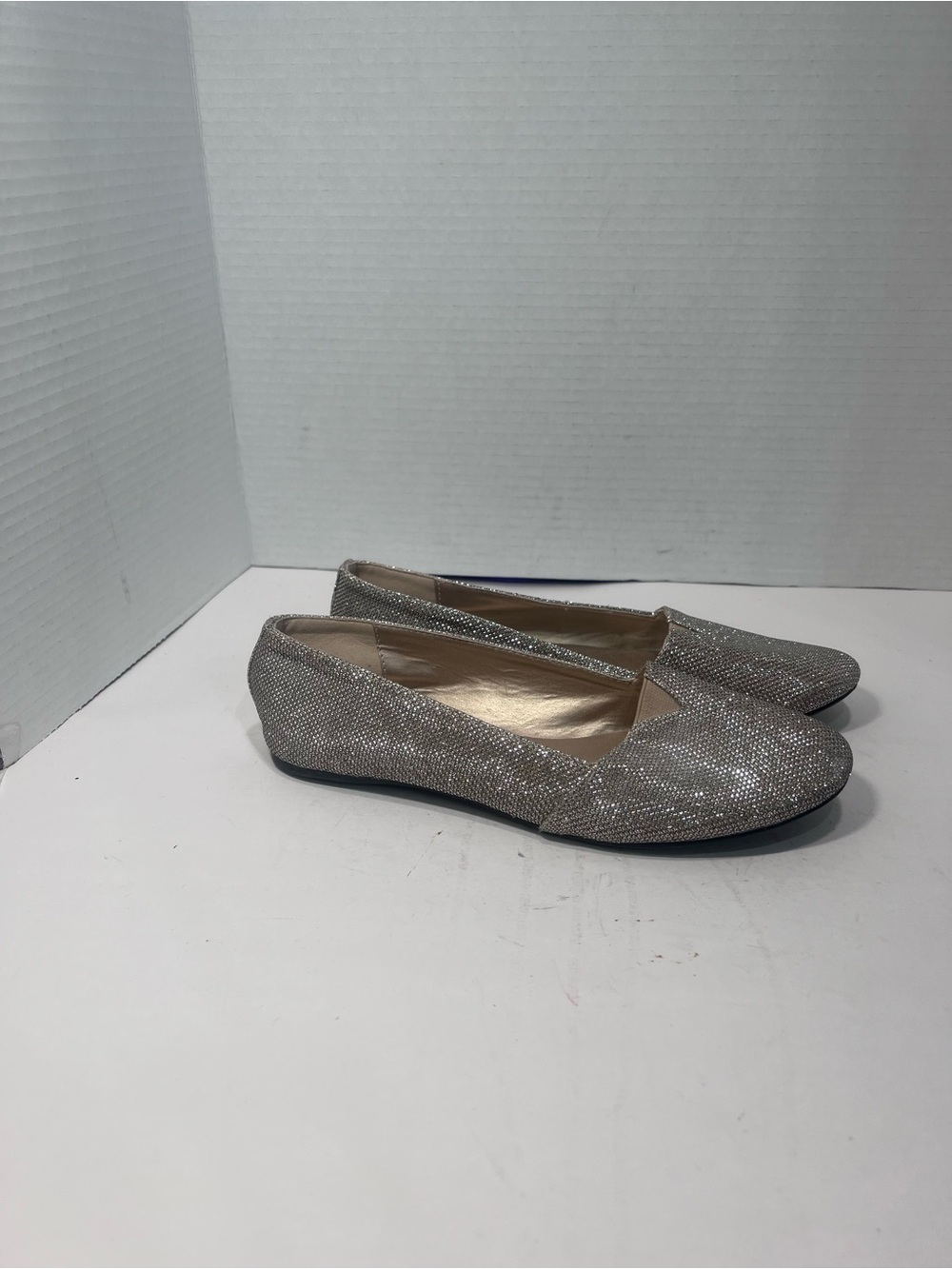Qupid Silver Glitter Ballet Flats